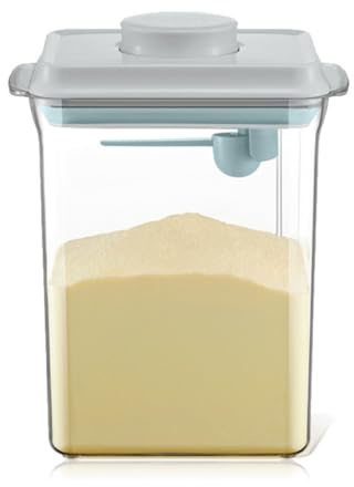 Cubble Airtight Baby Milk Powder Container with Spoon and Scraper, BPA-Free, Easy One-Press Button (2300 ml Rectangle + Spoon + Scraper)