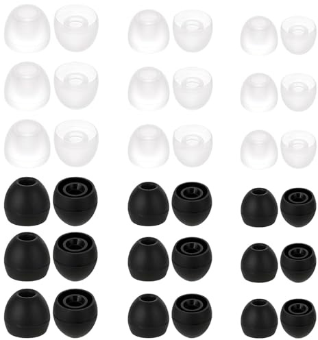 60 Stück Silikon Ear Tips, Ersatz In-Ear Aufsätze S M L | Gummi Aufsätze, Geräuschdämpfung Universal Passform, Schwarz Weiß kompatibel mit den meisten In-Ear und Bluetooth-Ohrhörer