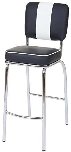 PROREGAL 2er-Set Barhocker Diner Sitzhöhe 70cm Retro 50er Jahre Design Kunstleder Schwarz-Weiß Barstuhl Tresenhocker