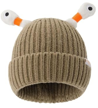 Warme Weiche Wintermütze Winter Beanie Mütze Strickmütze mit Stickerei Kalte Mütze Mit lustigen skurrilen Frosch-Elementen Strickmütze