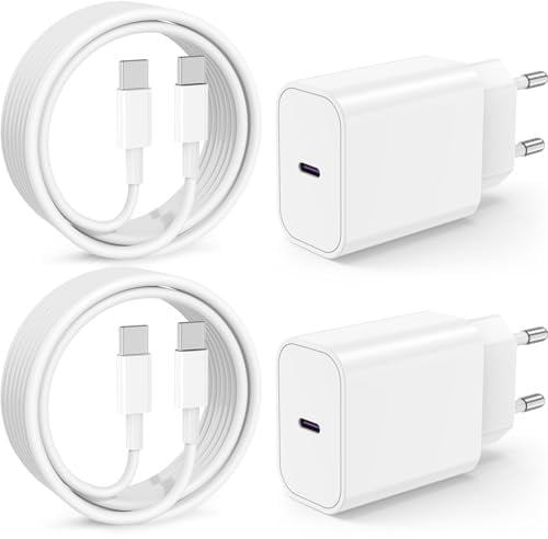 Qalirvis 2Pack USB C Ladegerät Ladekabel für iPhone 17 16 15 Pro Max/Plus,20W USB-C Schnellladegerät Power Adapter mit C zu C Schnellladekabel 2M für iPad Pro/Air/10.Generation