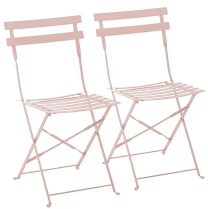 Oviala Lot de 2 chaises Pliantes en Acier Rose poudré