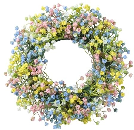 Spring Summer Door Wreath, Easter Artificial Flower Wreath, Hanging Violet Bow Wreath for Front Door, Spring Wreath Summer Wreath Decorations for Door Wall Window Home Indoor Outdoor (30cm)