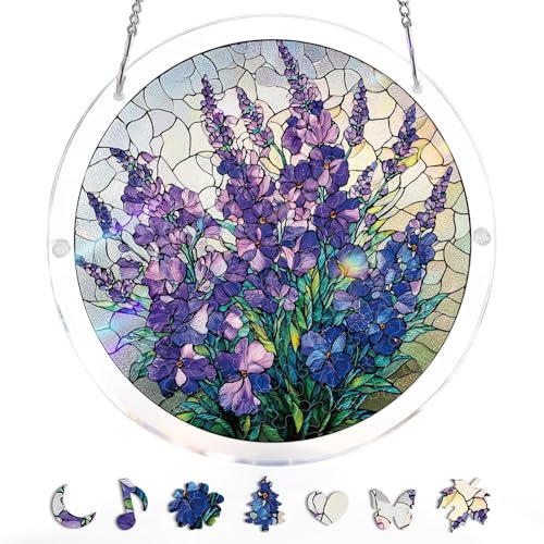 Acrylic Puzzles Suncatcher, Tree of Radiant Glass Puzzle, Acrylic Suncatcher Puzzles for Doors Garden, Mother's Day Christmas Birthday Gifts for Women Men (A)