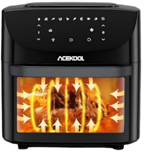 Acekool con Horno Digital with 18L Air Fryer Oven - Oil-Free, Touch Screen, Large Family Capacity, 304 Stainless Steel, Electroplated Iron
