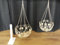 Pair of Shabby Chic Cream Wrought Iron Metal Garden Hanging Basket Planter