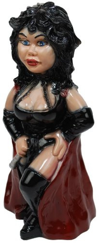 Frankenland Design Gartenfigur Domina brünett mit rotem Umhang, ca. 37 cm hoch, wetterbeständig aus Kunststoff
