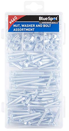 Blue Spot 40516 BlueSpot 460 PCE Assorted Nut, Washer and Bolt Set 460Pcs, Silver