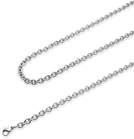 SoulCats Gliederkette Edelstahl Halskette Set Königskette, Größe: 4 mm, Auswahl: Armband 22 cm, Farbe: Silber