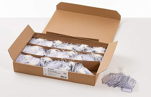 HERMA 6822 Warenanhänger liniert mit Faden und Splint, 1000 Stück, 40 x 50 mm, Fadenlänge 8 cm, klein, Anhängeschilder Preisetiketten aus Pappe zum Beschriften für Geschenke, Schmuck, Hang Tags, weiß