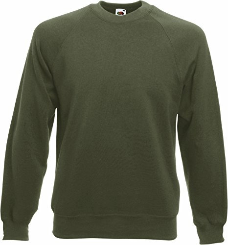 Fruit of the Loom Herren Pullover, Raglan, erhältlich in 13 Farben, Grün - Classic Olive, S