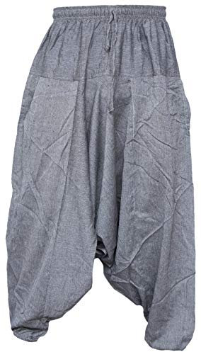 Pantalones estilo ninja, genio, Aladino, harén Little Kathmandu, pantalones de algodón ligero para hombres gris gris claro L