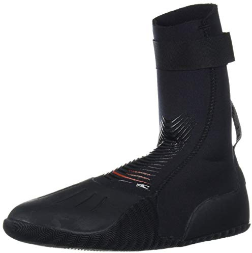 O'Neill Heat 3mm Round Toe Neoprene Boot with Textured Rubber Sole for Cold Water Surfing, Paddleboarding, Snorkeling, Black, 8