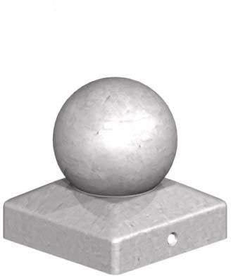 75mm Galvanised Metal Round Ball Fence Finial Post Caps - For 3 Posts
