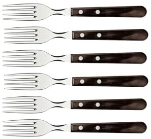 Tramontina Juego de 6 Tenedores de Carne Jumbo con Asas de Madera, para Camping, Cocina, rústico, Apto para lavavajillas, 29899167