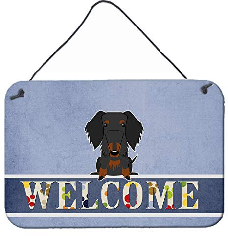 Caroline 's Treasures Draht Haar Dackel schwarz tan Welcome Metall Print, Multicolor, 8 x 12
