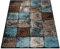 Paco Home Designer Teppich Wohnzimmer Ausgefallene Farbkombination Karo Türkis Braun Creme, Grösse:120x170 cm