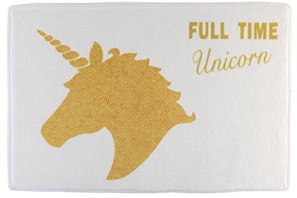 axentia Badematte Einhorn weiß/gold, weicher Badteppich aus Flanell in edler Optik, rutschfester Duschvorleger mit Schaumstofffüllung, waschbare Duschmatte mit Einhornmotiv