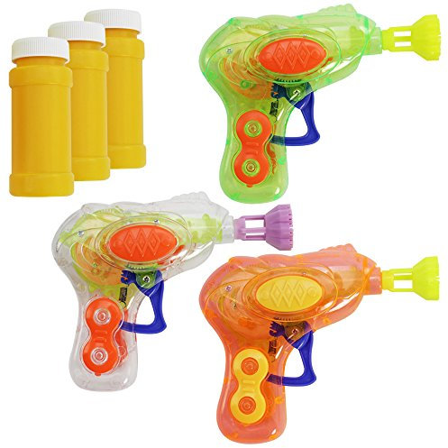 com-four® 3X Mini-LED-Seifenblasen-Pistole in tollen Farben, Seifenblasen-Pistole aus Kunststoff für Kinder und Erwachsene, Bubble-Gu zum Kindergeburtstag (03 Stück - Mix1)