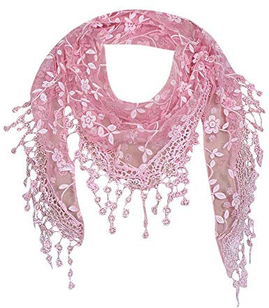 YEBIRAL Heißer Verkauf Damen Schal Lace Frauen Accessoires Tücher Halstuch Dreieck Schals 15 Farben(Rosa)