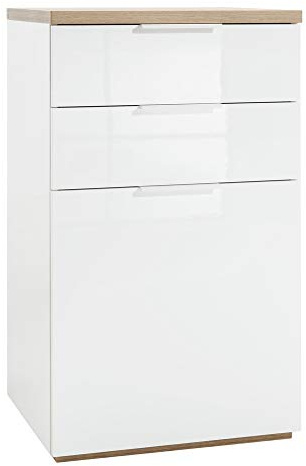 Composad | Sideboard der Linie Mundi 2 Schubladen und 1 Tür, platzsparender Schrank, platzsparender Schrank, (BxHxT) 60 x 102,30 x 50 cm, Farbe Eiche und Weiß lackiert, Made in Italy
