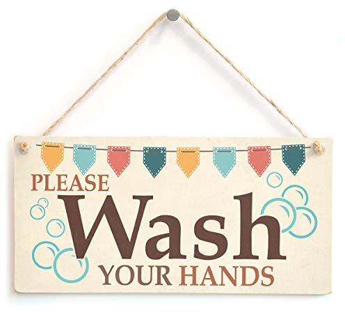 Please Wash Your Hands Sign - Bunting Design Bathroom Plaque