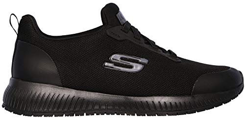 Skechers Damen Squad Sr Sneaker, Black Flat Knit, 36.5 EU