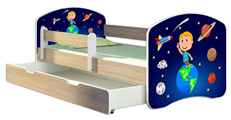 ACMA Lit Enfant Junior TIROIR Matelas Gratuite CHÊNE Sonoma II (22 Cosmos, 160 x 80 cm + tiroir)