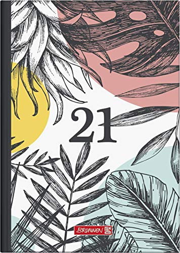 BRUNNEN 1079515011 Buchkalender Modell 795, 1 Seite = 1 Tag, 14,5 x 20,6 cm, Grafik-Einband Summertime, Kalendarium 2021