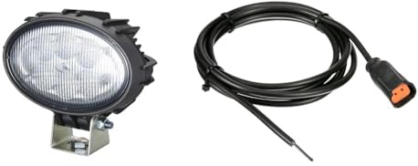 Hella 1GA 996 761-101 Arbeitsscheinwerfer - Oval 100 Compact - LED - 12V/24V - 1850lm - Bügelbefestigung - Nahfeldausleuchtung + Kabelsatz, Arbeitsscheinwerfer, Schwarz