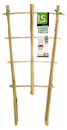 Mininfa Natural Bamboo Trellis, 1.5 x 0.75FT Garden Ladder Trellis, Plant Trellis for Climbing Plants, Vegetables, Pots - 3 Pack