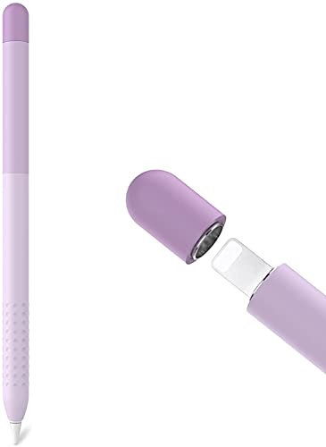 Delidigi Pencil Hülle Kompatibel mit Apple Pencil 1. Generation Hülle, Farbverlauf Silikon Anti-Rutsch Case Schutzhülle Zubehör (Lavendel)
