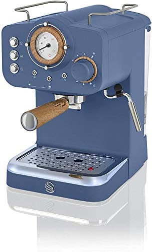 Swan SK22110BLUN Nordic Espresso Coffee Machine with Milk Frother, Steam Pressure Control, 1.2L Detachable Water Tank, 1100W, Nordic Blue