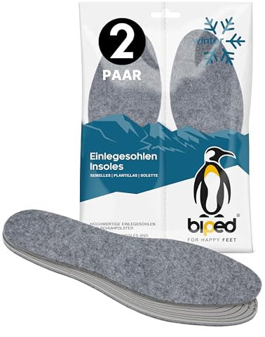 biped 2 Paar Filz-Einlegesohlen mit Latexbeschichtung - Zum Zuschneiden - Robuste Einlegesohlen für mehr Komfort - Innensohlen für Winterschuhe z2739