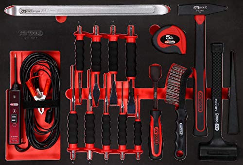 KS Tools 811.1017 Hammer- / und Meißel-Satz in Schaumstoffeinlage, 17-tlg