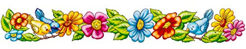 alles-meine.de GmbH 2 Stück Fensterbilder - Bordüren Motivwahl Blumen & Vögel - 44 cm - Lange Borte/Kante - selbstklebend + wiederverwendbar - Set Sticker Fenstersticker ..