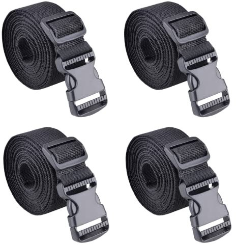 Azarxis Schwarz Nylon Gurtband 25mm 38mm mit Verstellbare Schnallen, Gepäckgurt Packriemen 4 Stück (Schwarz - 38mm, 1m)