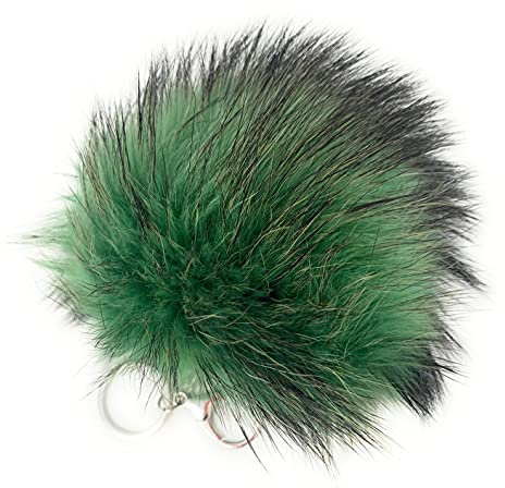 XXL Taschenanhänger Schlüsselanhänger Bommel Pelzbommel Fellbommel Pompon Pelz Fell Echtpelz ! viele Farben ! (grün-schwarz)