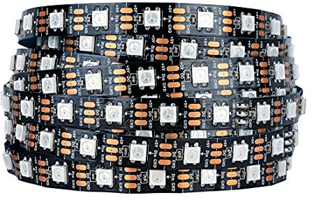 SEZO WS2812B ECO LED Streifen 5M 300 LEDs DC5V Individuell Adressierbar SMD5050 Traumfarbe Lichtleiste Legierte Drähte IP30 Nicht-Wasserdicht PCB Schwarz für Inneneinrichtung DIY Projekte(WS2812E)