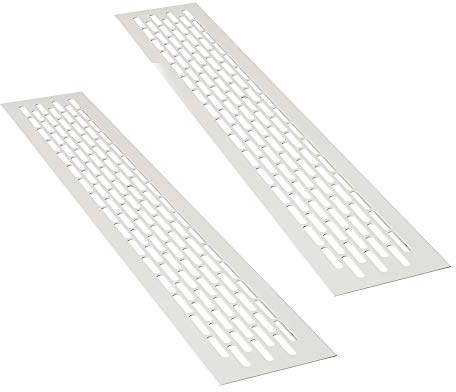 sossai® Griglia di ventilazione in alluminio - Alucratis (2 pezzi) | Rettangolare - dimensioni: 44 x 8 cm | Colore: bianco | areazione
