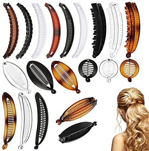 Pince Banane Cheveux Femme 20 Pièces Pinces à Cheveux Banane Barrettes à Cheveux Griffes Clips de Peigne à Cheveux avec Dents Queue de Poisson pour Queue de Cheval en Plastique Flexible