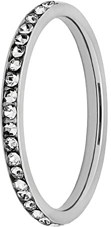Treuheld® Silberner Edelstahl Ring mit Kristallen und Schutzschicht 59