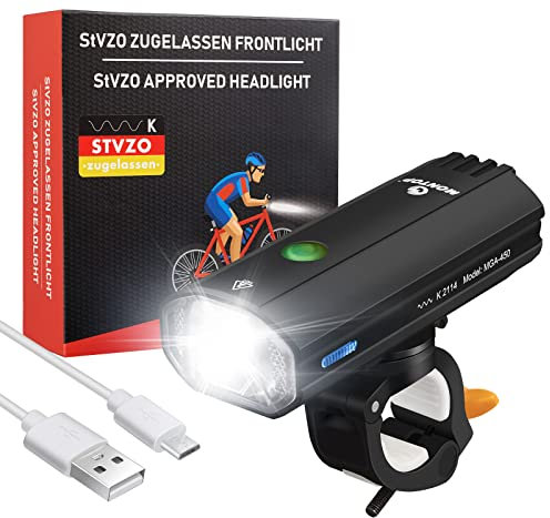StVZO Zugelassen Fahrradlicht, USB Frontlichter Akku, MONTOP LED Fahrradbeleuchtung Fahrradlampe, Bike Light, Fahrradlichter für Kinder und Erwachsene