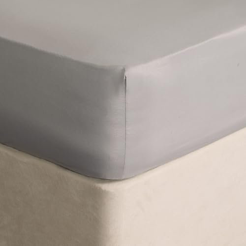 Highams Superking Cotton Fitted Sheet, Bed Cover Deep Fitted Sheet Fade Resistant Ultra Soft Easy Care Bedding Cotton Super King Deep Fitted Sheets - Grey