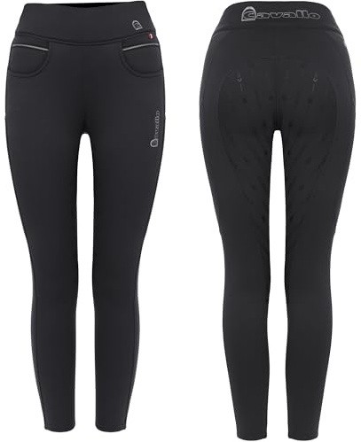 Cavallo Liz Grip Damen Reithose Winter Reitleggings schwarz, Größe:36