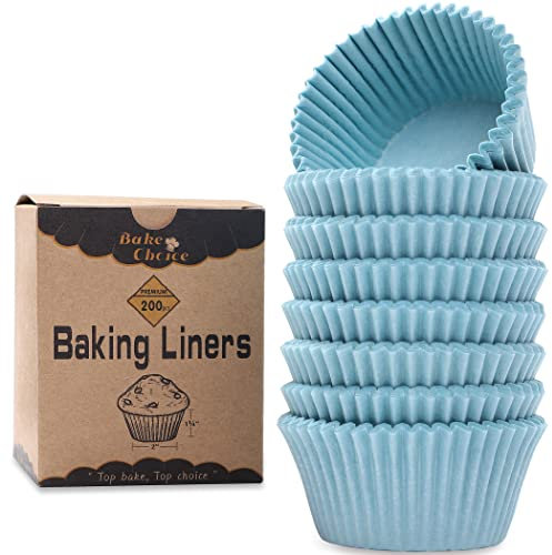 200 Stück Muffinförmchen Papier 5 cm,Antihaft & Fettdichte Pergament Muffinform Papier,Standardgröße,Blau