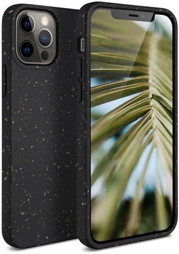 ONEFLOW Sama Sama Case kompatibel mit Apple iPhone 12/12 Pro – Nachhaltige Handyhülle aus Pflanzenfasern, Hülle biologisch abbaubar ohne Plastik, vegan und umweltfreundlich – Schwarz