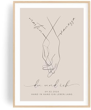 Artower Hochzeitsgeschenk | Hand in Hand Bild | Einzugsgeschenk Wohnung Haus | Einweihungsgeschenk | Geschenk Idee für Einweihung Einzug Valentinstag Hausbau Hochzeit Richtfest Jahrestag Umzug
