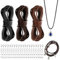 ZEFAN Lederband, 3 Rollen 5m x 3mm Abgerundete Lederband Kette, Glänzende Lederschnur mit 20 Karabinerverschlüssen, 40 Kabelend und 40 Sprungringen, Ideal für DIY Armbänder, Halsketten