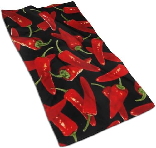 BEntLi Handtücher, Chili Peppers Chili Badezimmerhandtuch, Mikrofaser, weiche Gesichtshandtücher, 40 x 70 cm, für Badezimmer, Fitnessstudio